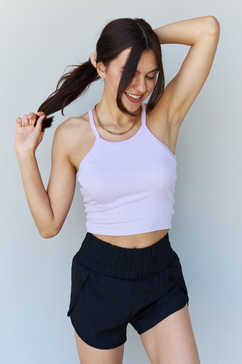 Ninexis Everyday Staple Soft Modal Short Strap Ribbed Tank Top in Lavender Sale Trendsi   