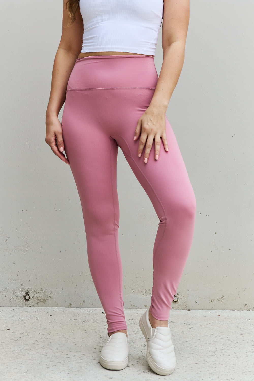 Zenana Fit For You Full Size High Waist Active Leggings in Light Rose Sale Trendsi   