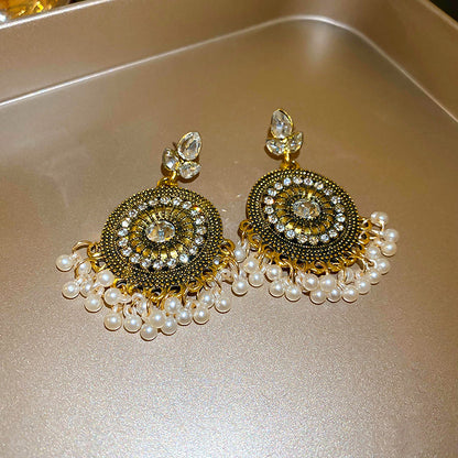 Rhinestone Alloy Bead Dangle Earrings  Trendsi   