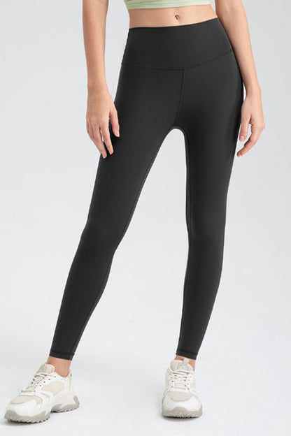 Wide Waistband Slim Fit Active Leggings  Trendsi Black S 