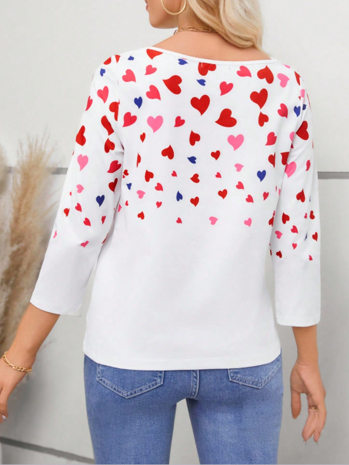 Heart Round Neck Long Sleeve T-Shirt  Trendsi   