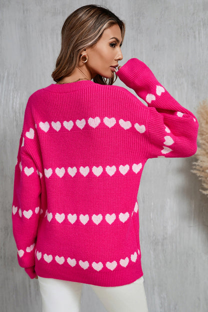 Angel Wings Heart Round Neck Long Sleeve Sweater  Trendsi   