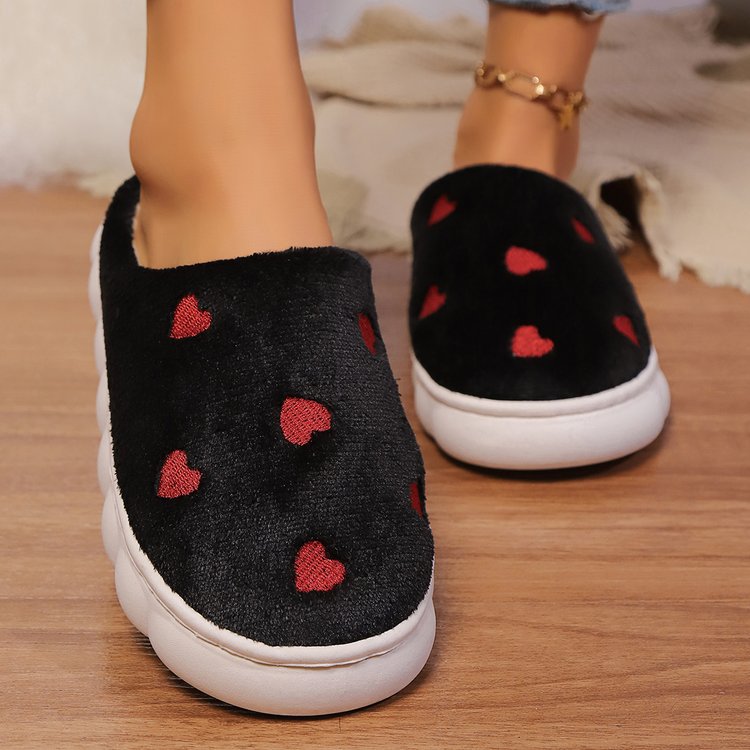 Heart Round Toe Flat Slippers  Trendsi   