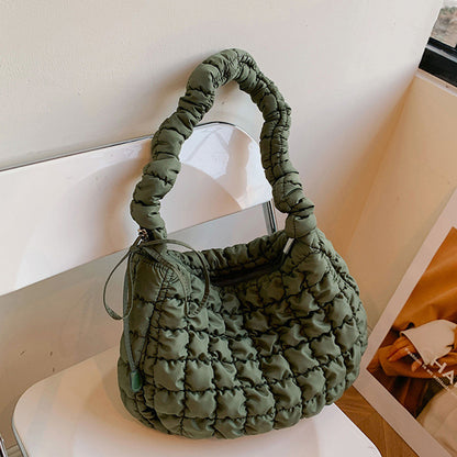 Drawstring Adjustable Strap Quilted Shoulder Bag