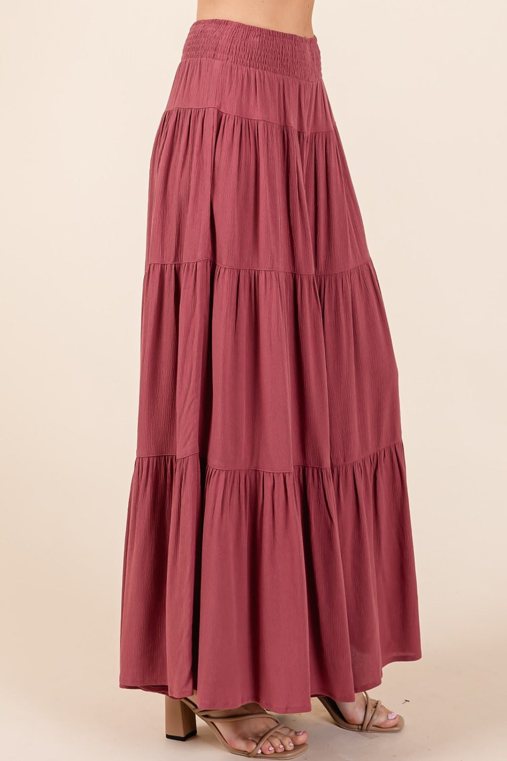 Mittoshop Tier Detail Smocked Elastic Waist Wide Leg Pants  Trendsi   