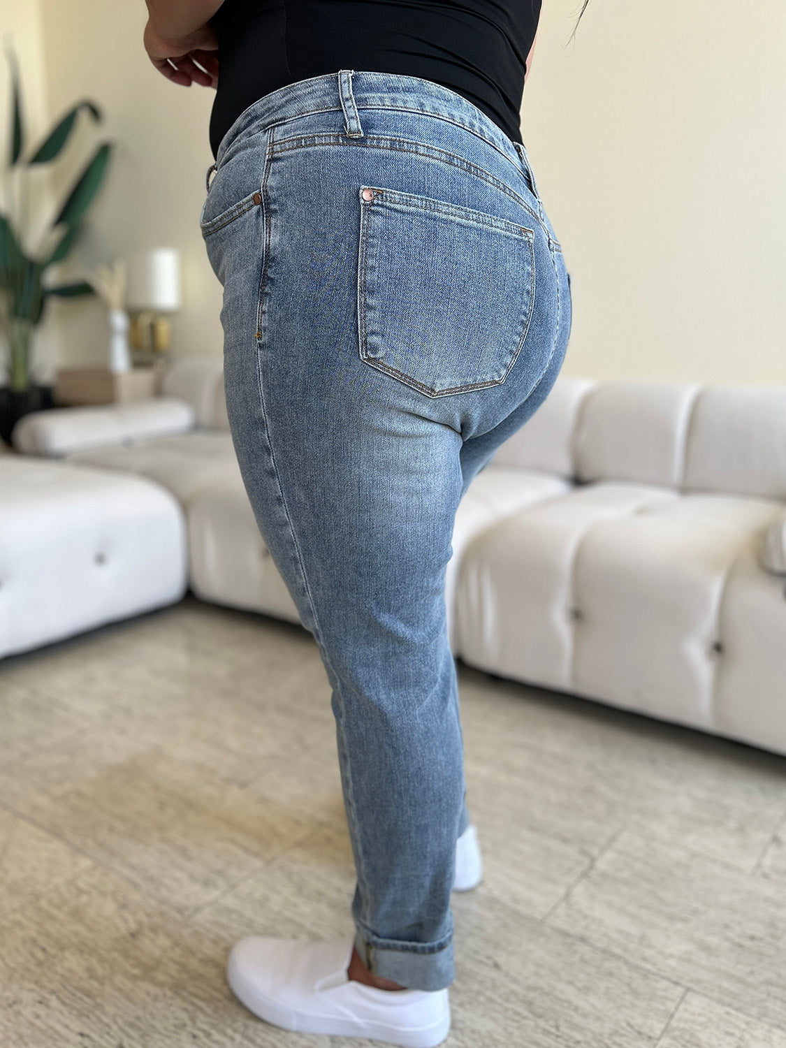 Judy Blue Full Size High Waist Cuff Hem Jeans  Trendsi   