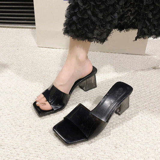 Open Toe Block Heel Sandals  Trendsi Black 35(US4) 