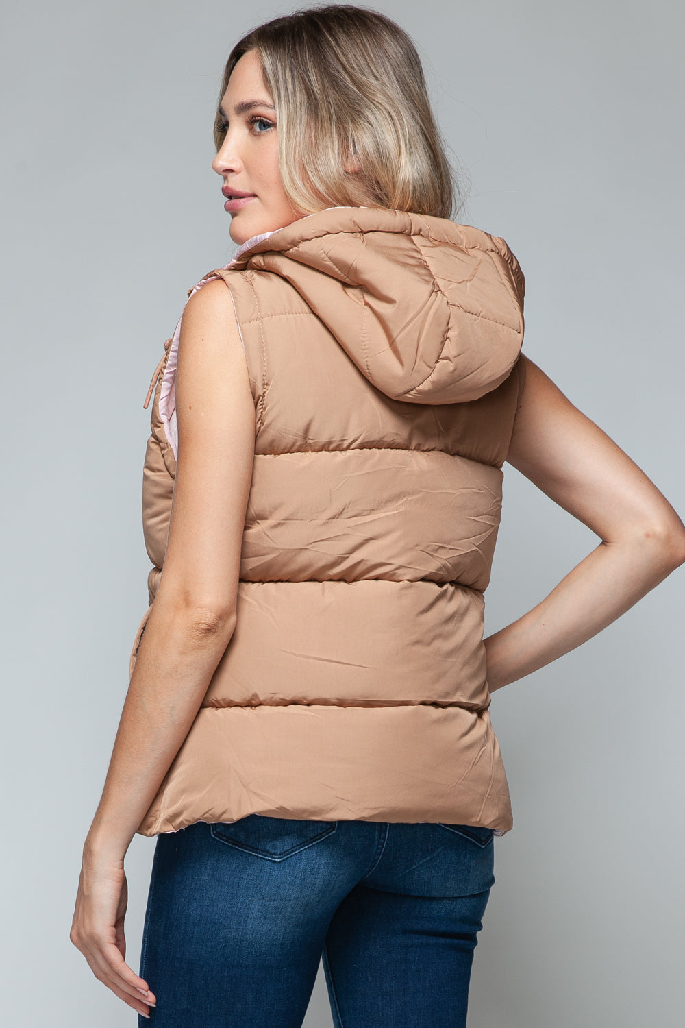 Snobbish Snap and Zip Closure Hooded Vest  Trendsi   