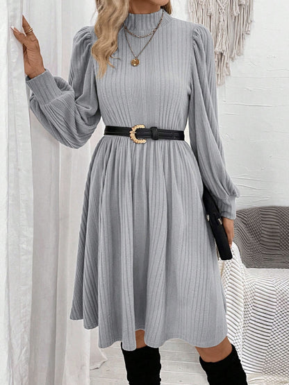 Textured Turtleneck Long Sleeve Dress  Trendsi   