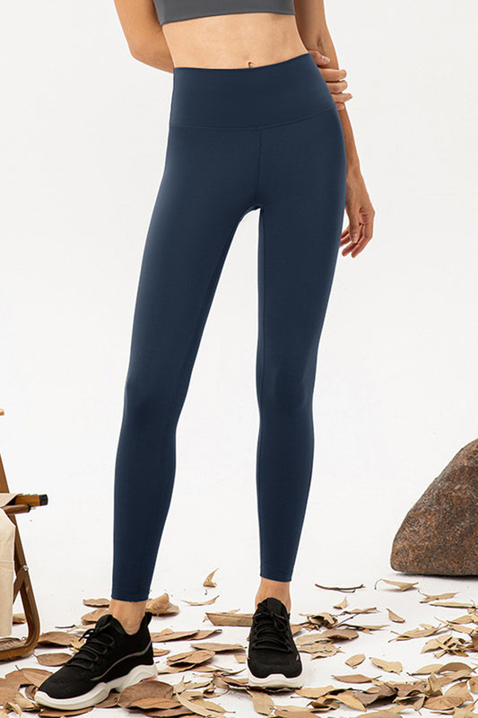 High Waist Skinny Active Pants  Trendsi Dusty Blue XS 