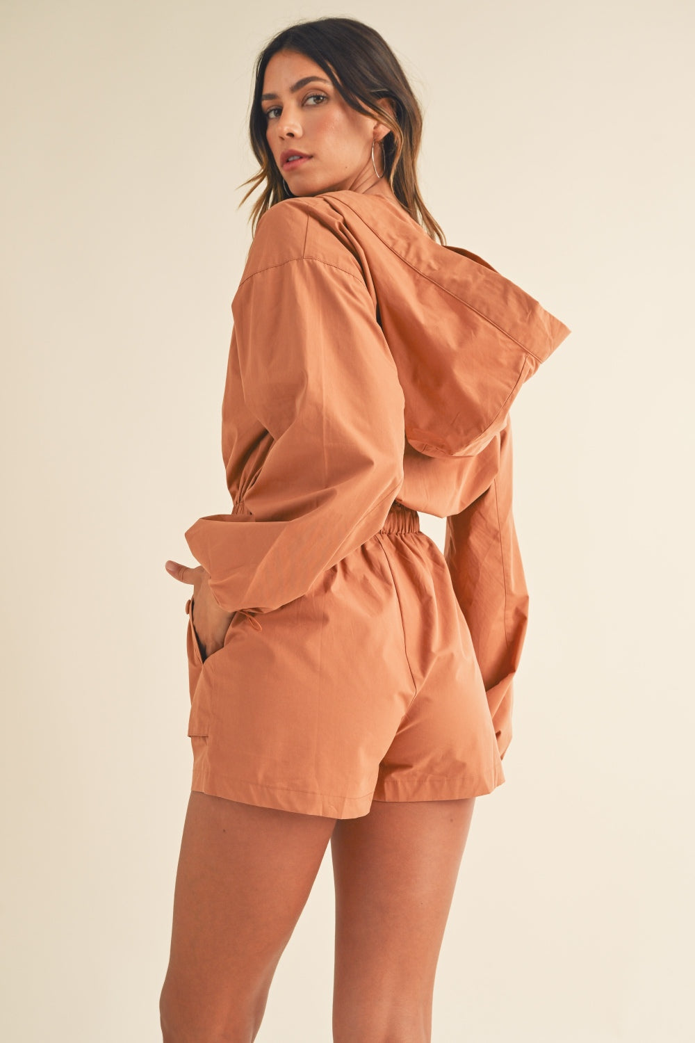 Mable Snap Down Long Sleeve Hooded Romper  Trendsi   