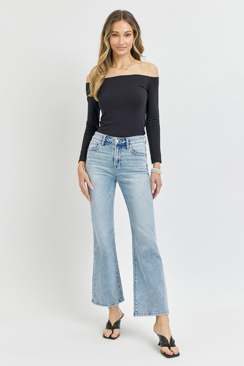 RISEN Full Size High Rise Ankle Flare Jeans Luxe Trendsi   