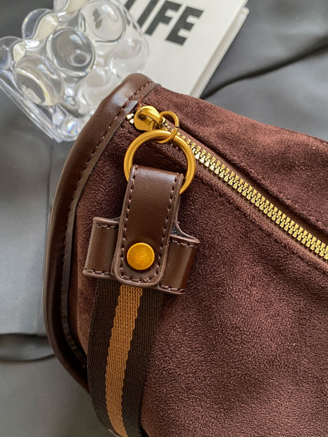 Suede Adjustable Strap Shoulder Bag  Trendsi   