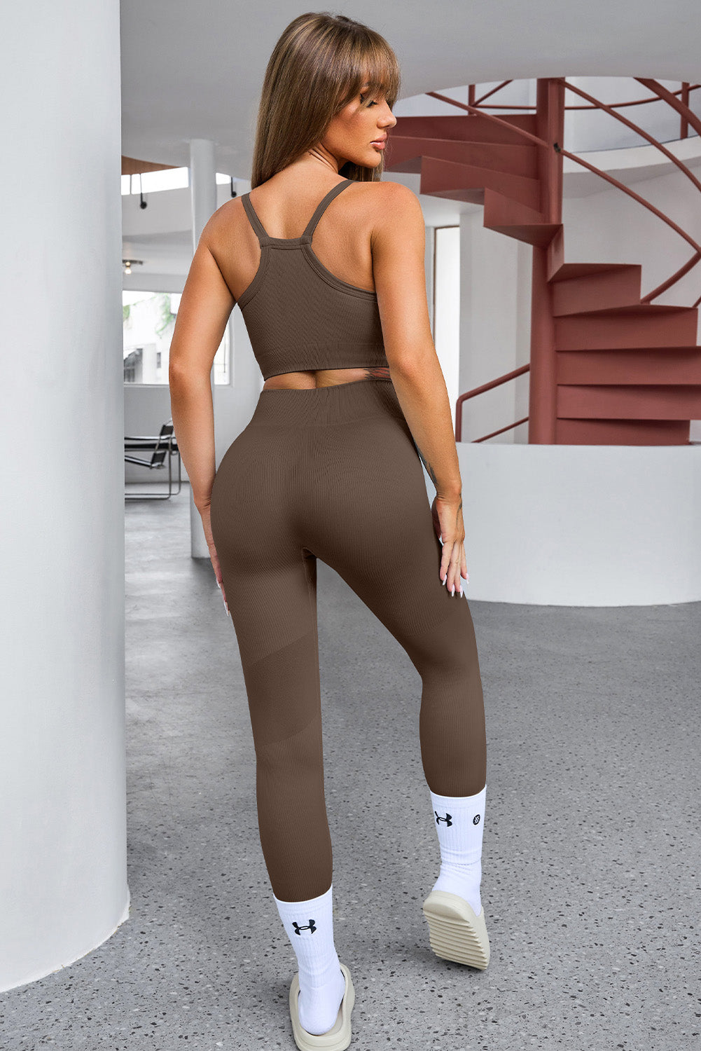 Tank Cropped Active Top and Pants Set  Trendsi   