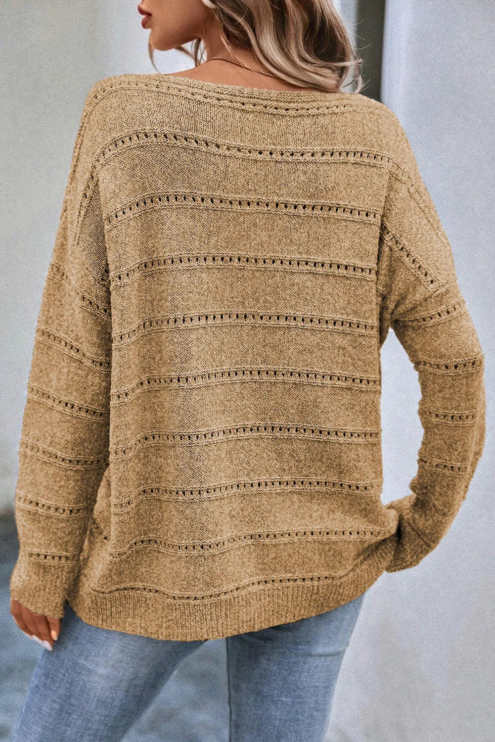 Boat Neck Dropped Shoulder Sweater  Trendsi   