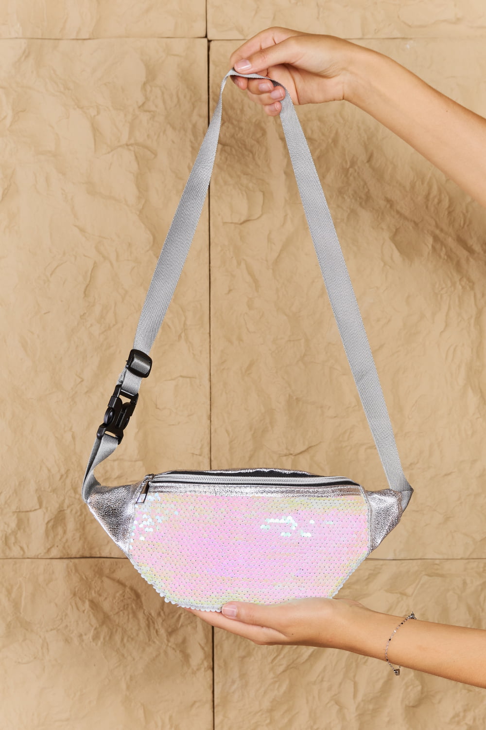 Fame Festival Baby Sequin Front Single Zipper Fanny Pack  Trendsi   