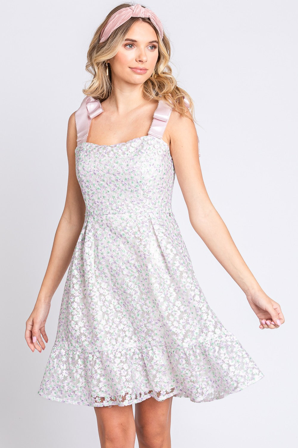 GeeGee Mesh Floral Embroidered Sleeveless Dress  Trendsi   