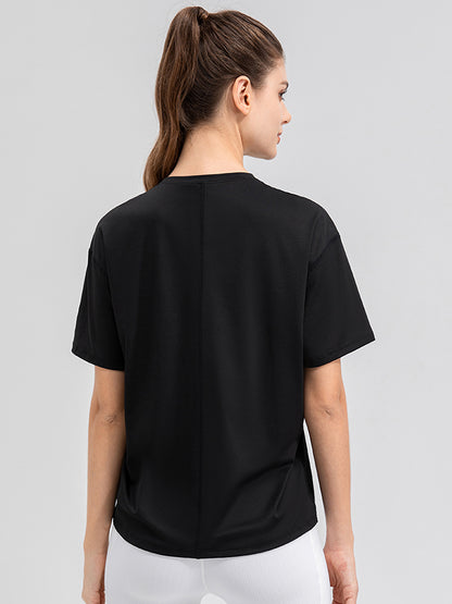 Round Neck Short Sleeve Active Top  Trendsi   