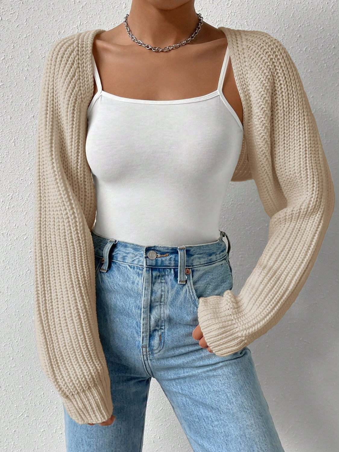 Honey Open Front Long Sleeve Cropped Cardigan  Trendsi   