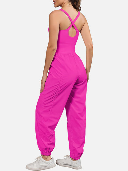 Cutout Scoop Neck Wide Strap Jumpsuit  Trendsi   