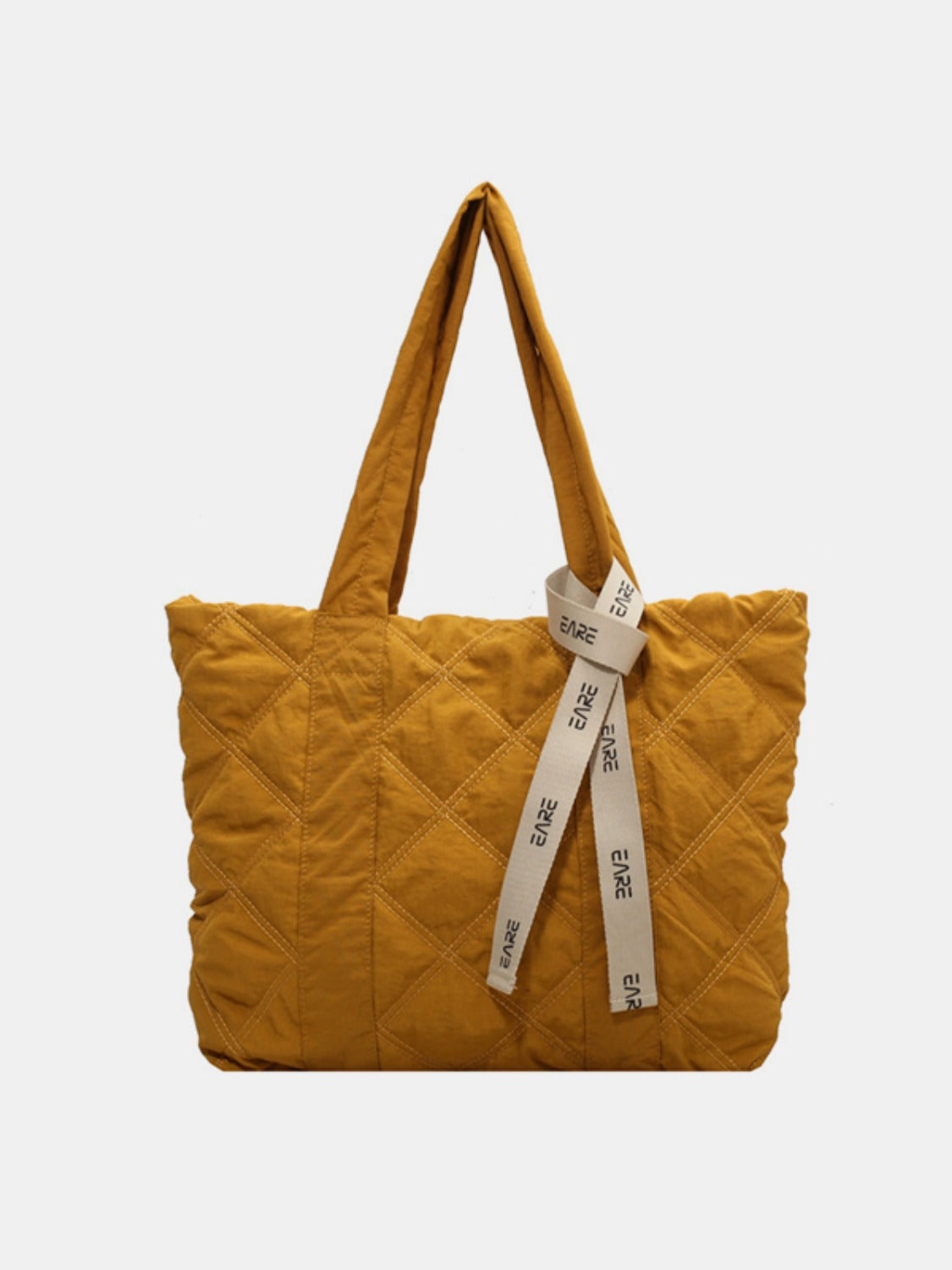 Quilted Nylon Large Tote Bag  Trendsi Mustard One Size 