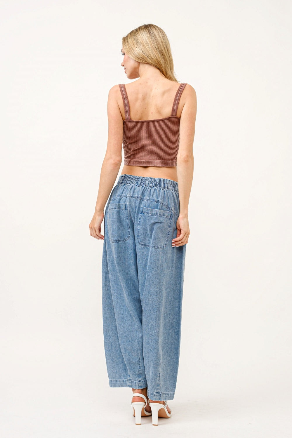 And The Why Elastic Back Pleated Baggy Jeans  Trendsi   