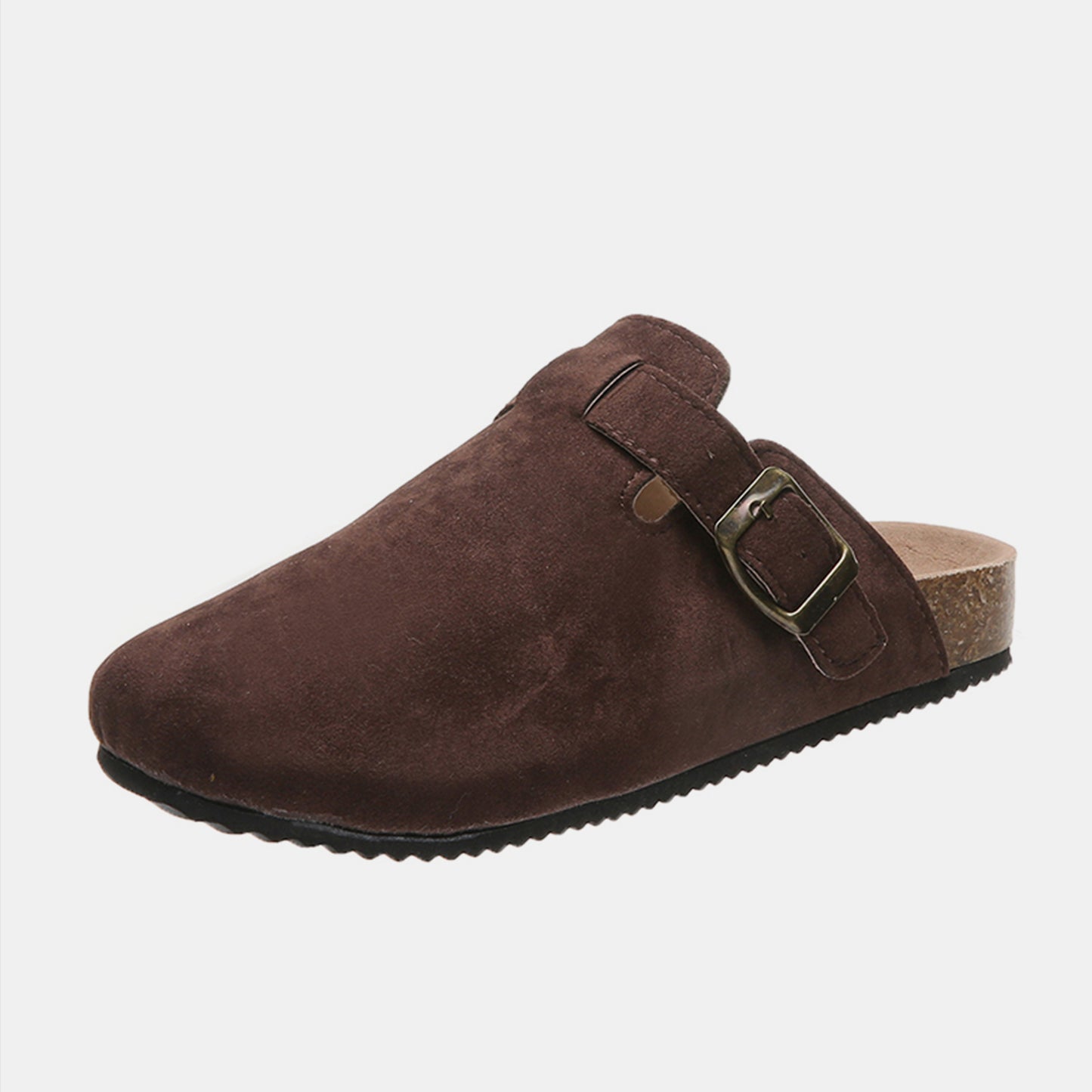 Suede Closed Toe Buckle Slide  Trendsi Chocolate 6 