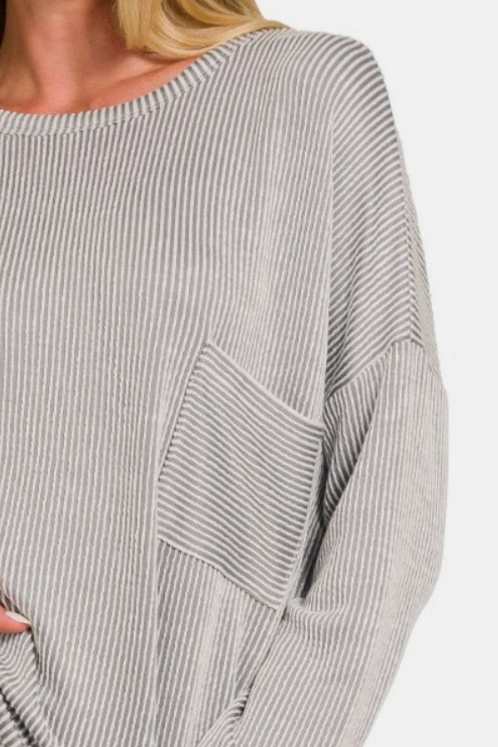 Zenana Ribbed Striped Long Sleeve T-Shirt  Trendsi   