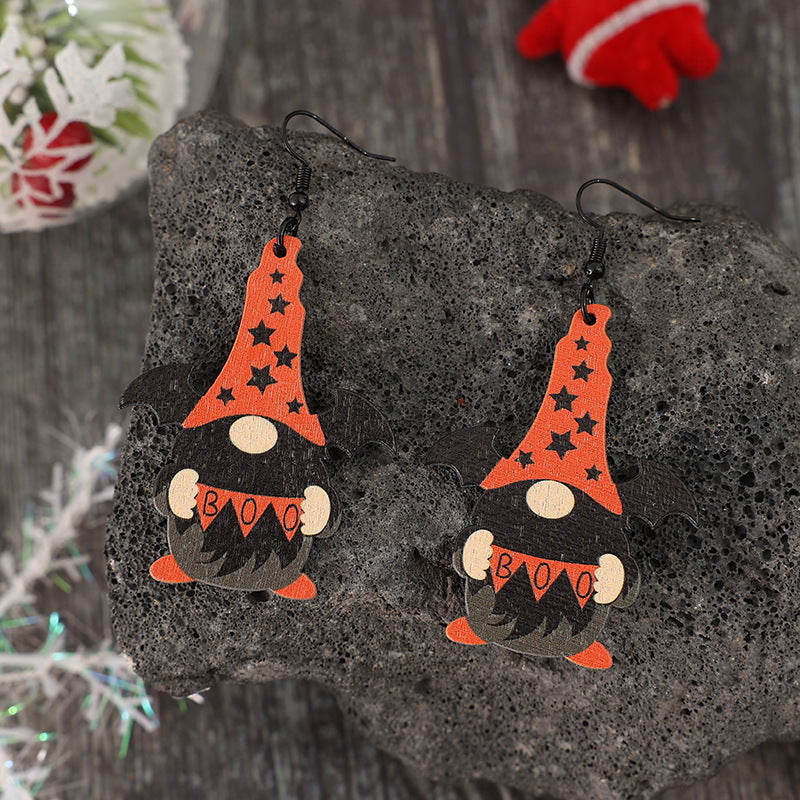 Wooden Point Hat Gnome Shape Earrings  Trendsi   