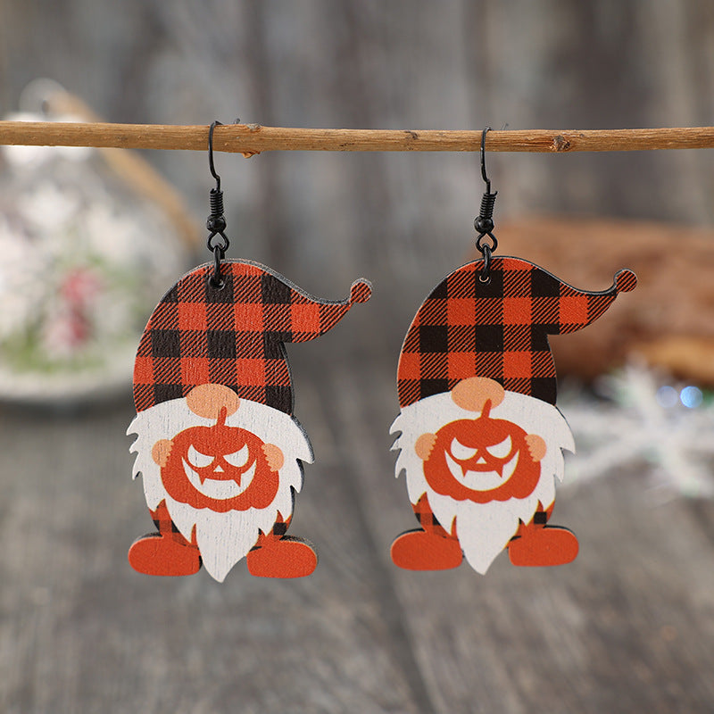 Wooden Dwarfs Pumpkin Dangle Earrings  Trendsi   