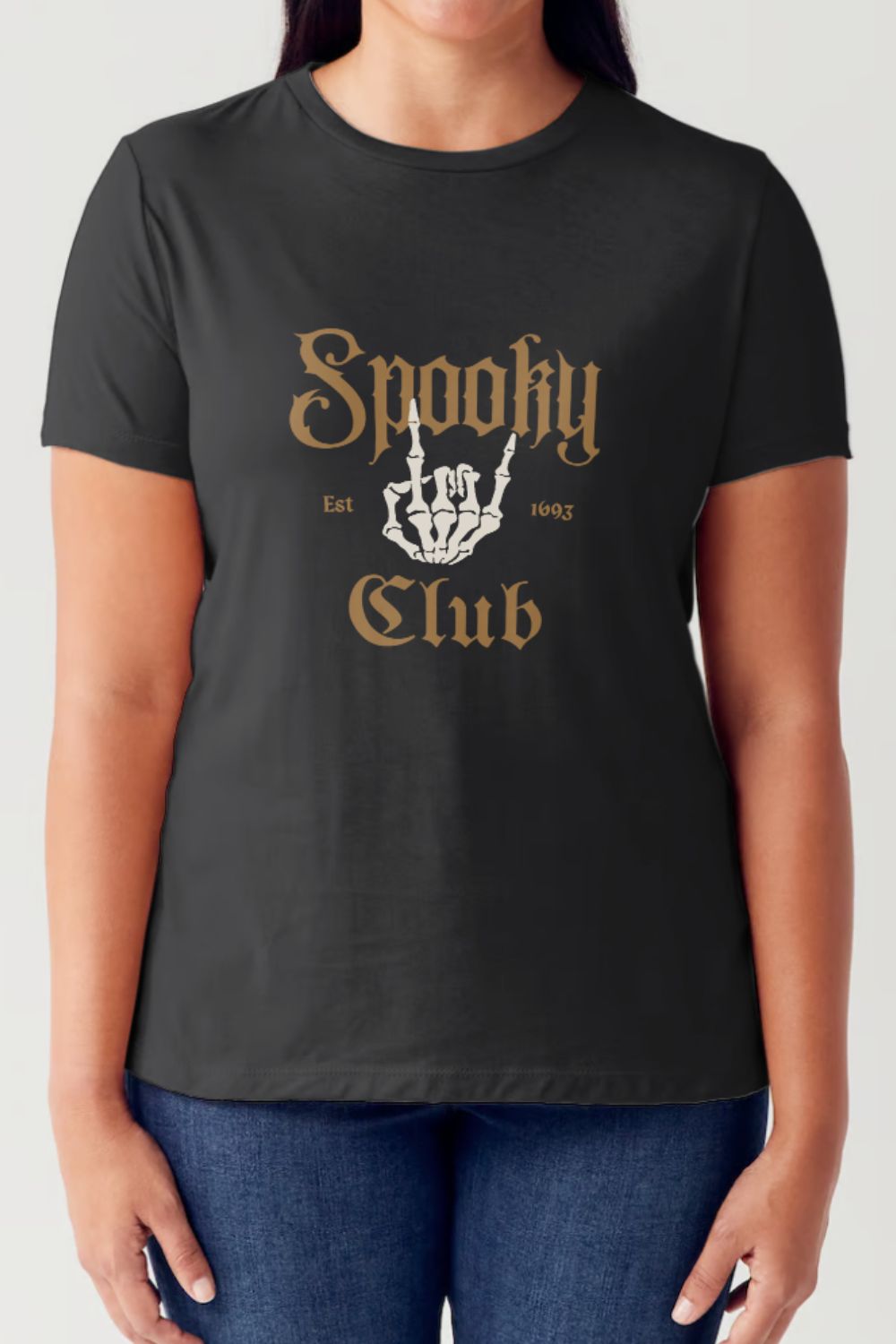 Simply Love Full Size SPOOKY CLUB Short Sleeve Tubular T-Shirt T-Shirt Trendsi Black S 