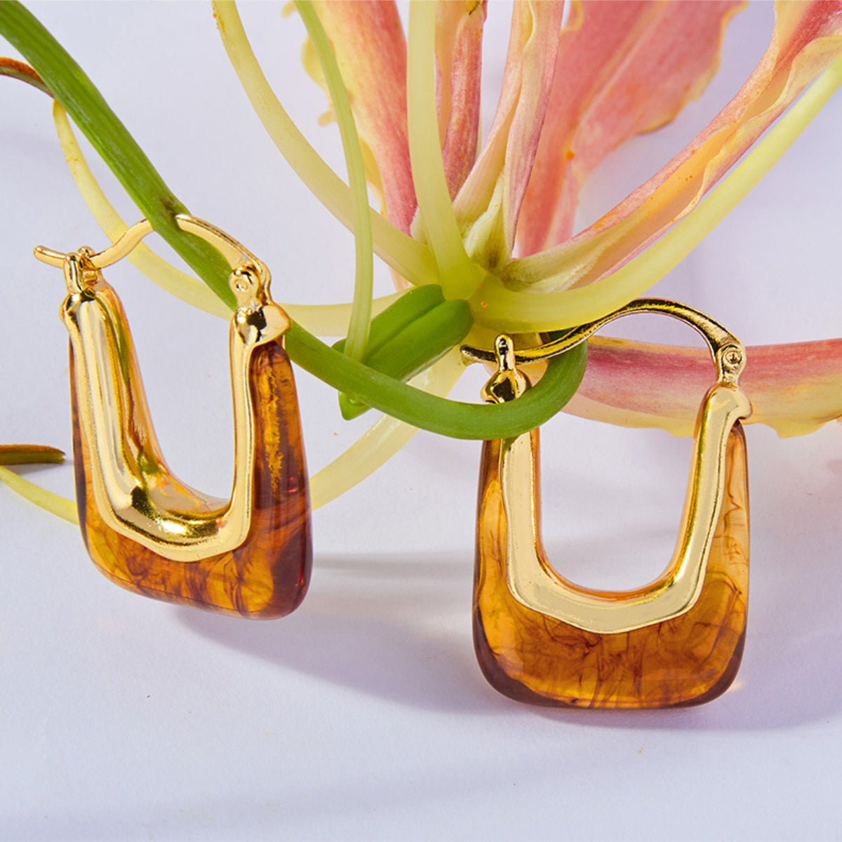 Resin Copper U Shape Earrings  Trendsi   