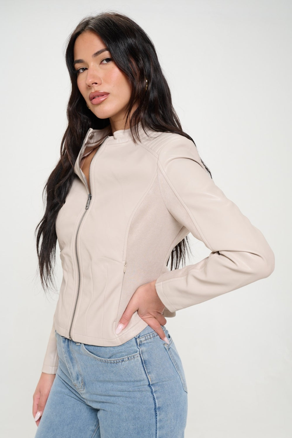 Coalition LA Zip Up Vegan Moto Jacket  Trendsi   