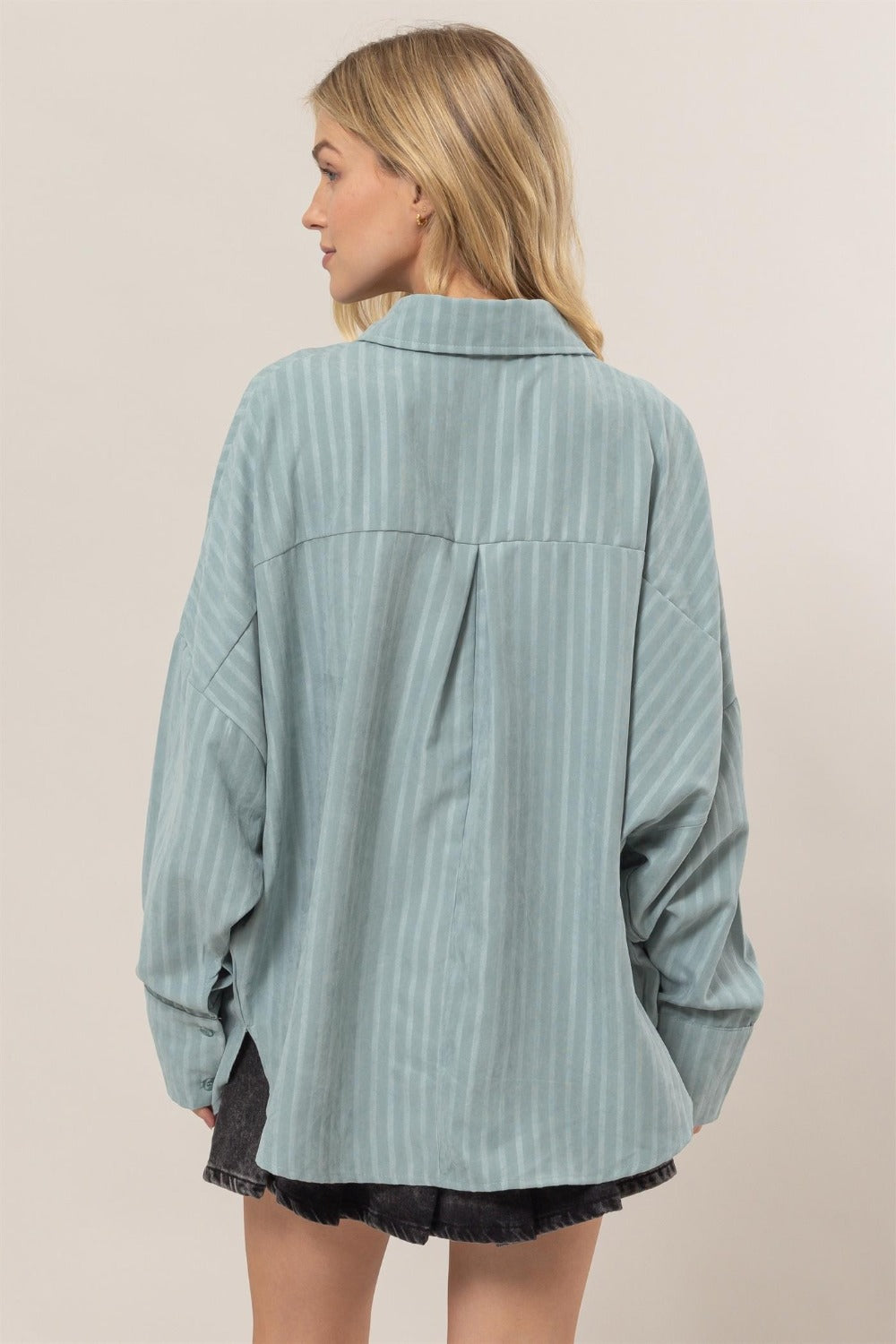 HYFVE Stripe Button Down Long Sleeve Oversized Shirt  Trendsi   