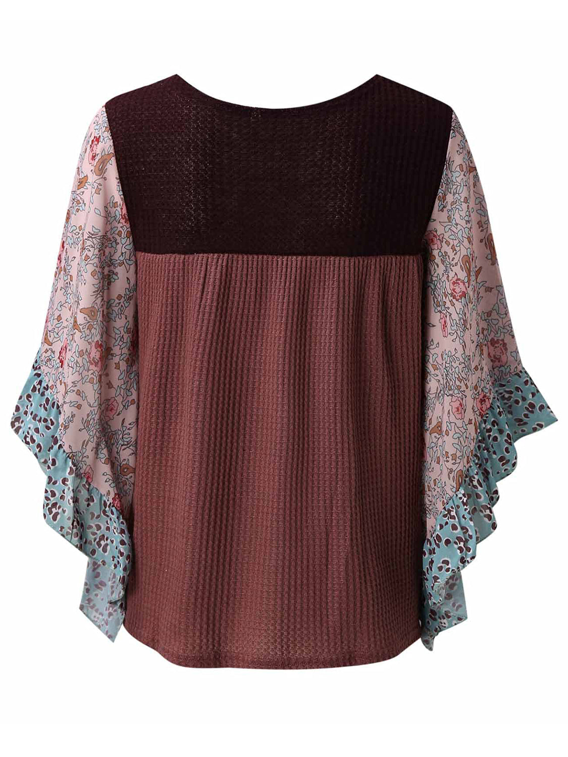 Full Size Printed Round Neck Three-Quarter Sleeve Blouse  Trendsi   