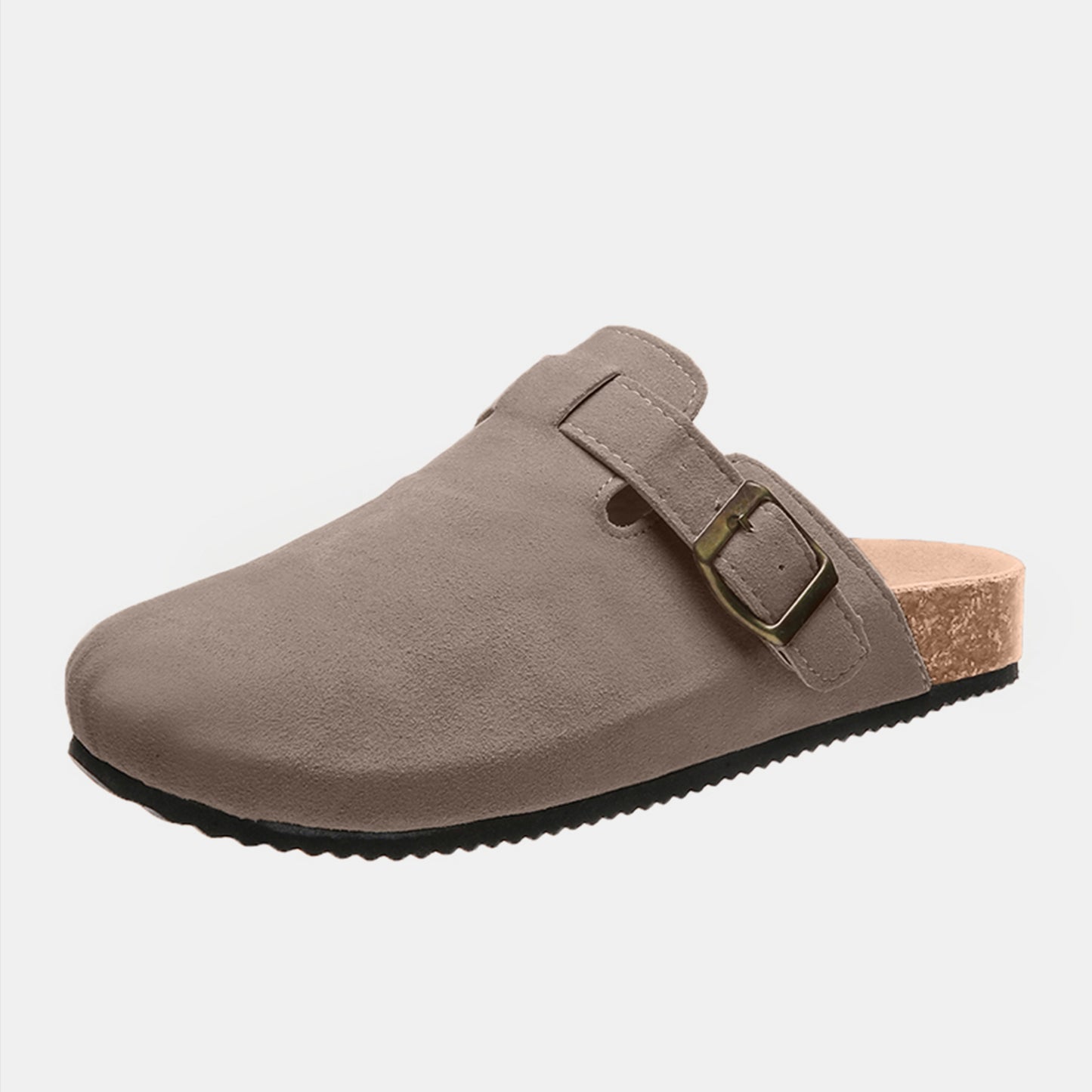 Suede Closed Toe Buckle Slide  Trendsi Charcoal 6 