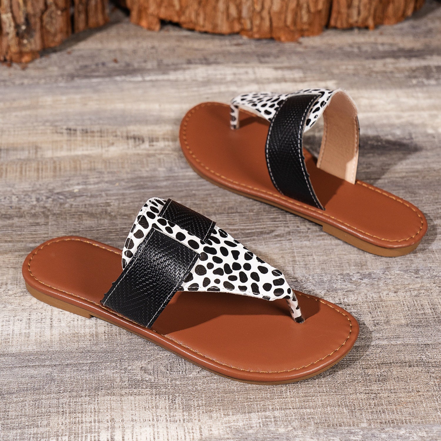 Animal Print Open Toe Sandals  Trendsi   