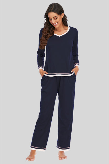 V-Neck Top and Pants Lounge Set