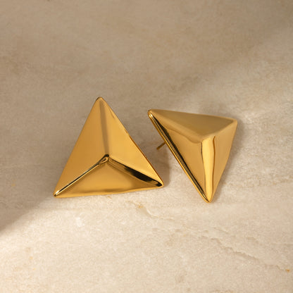 Stainless Steel 3D Triangle Earrings  Trendsi   