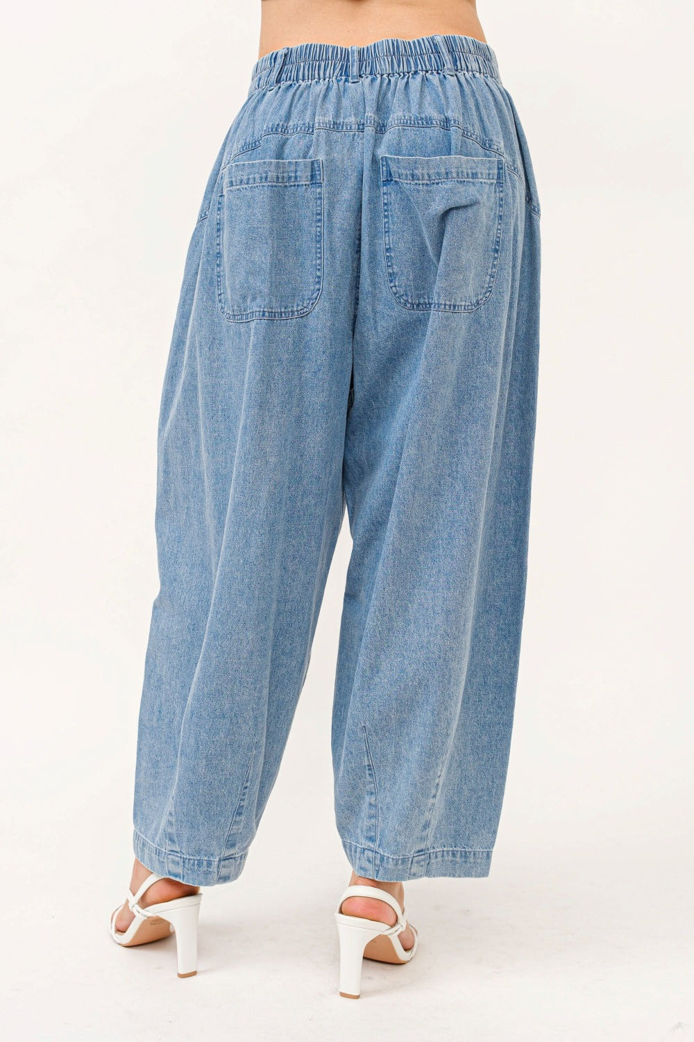 And The Why Elastic Back Pleated Baggy Jeans  Trendsi   