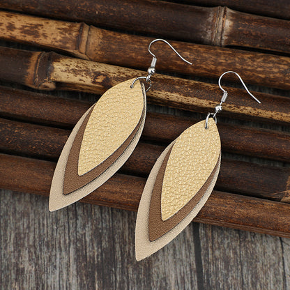 PU Leather Leaf Shape Earrings  Trendsi   