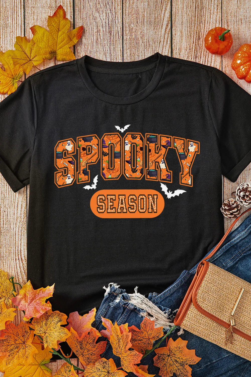 SPOOKY SEASON Round Neck Short Sleeve T-Shirt T-Shirt Trendsi   