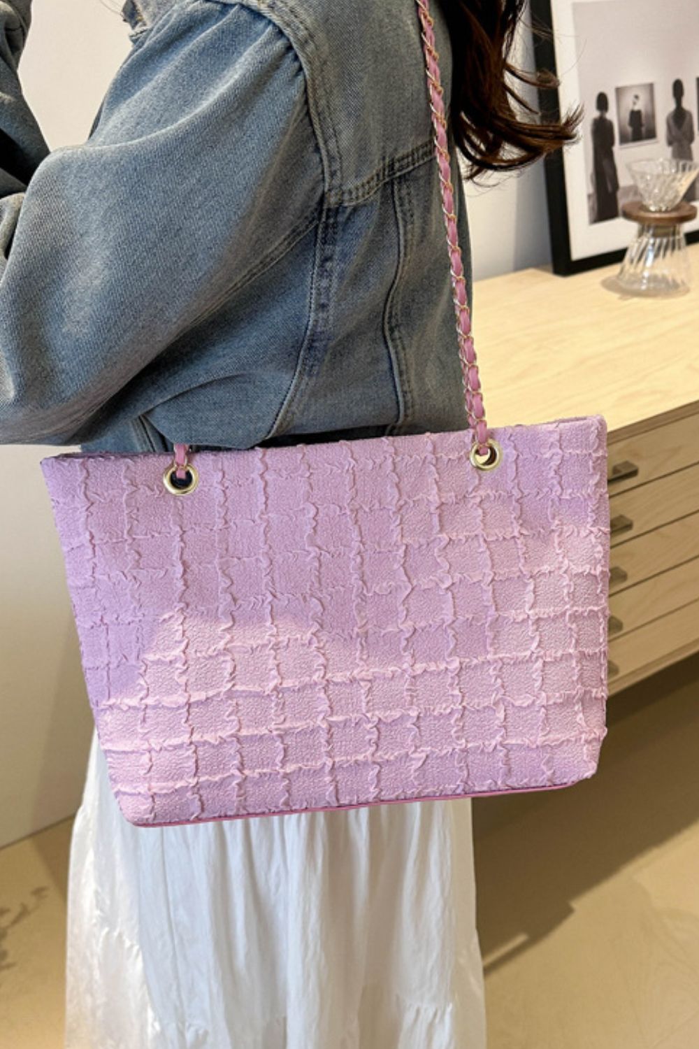 Polyester Texture Chain Tote bag Bag Trendsi   