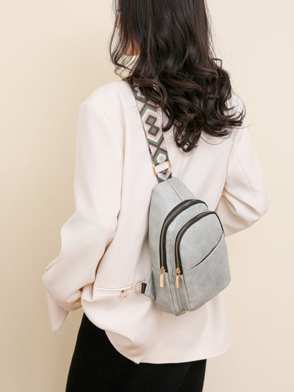 PU Leather Adjustable Strap Sling Bag