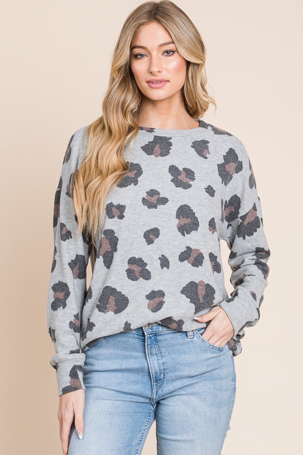 BOMBOM Leopard Drop Shoulder T-Shirt  Trendsi   