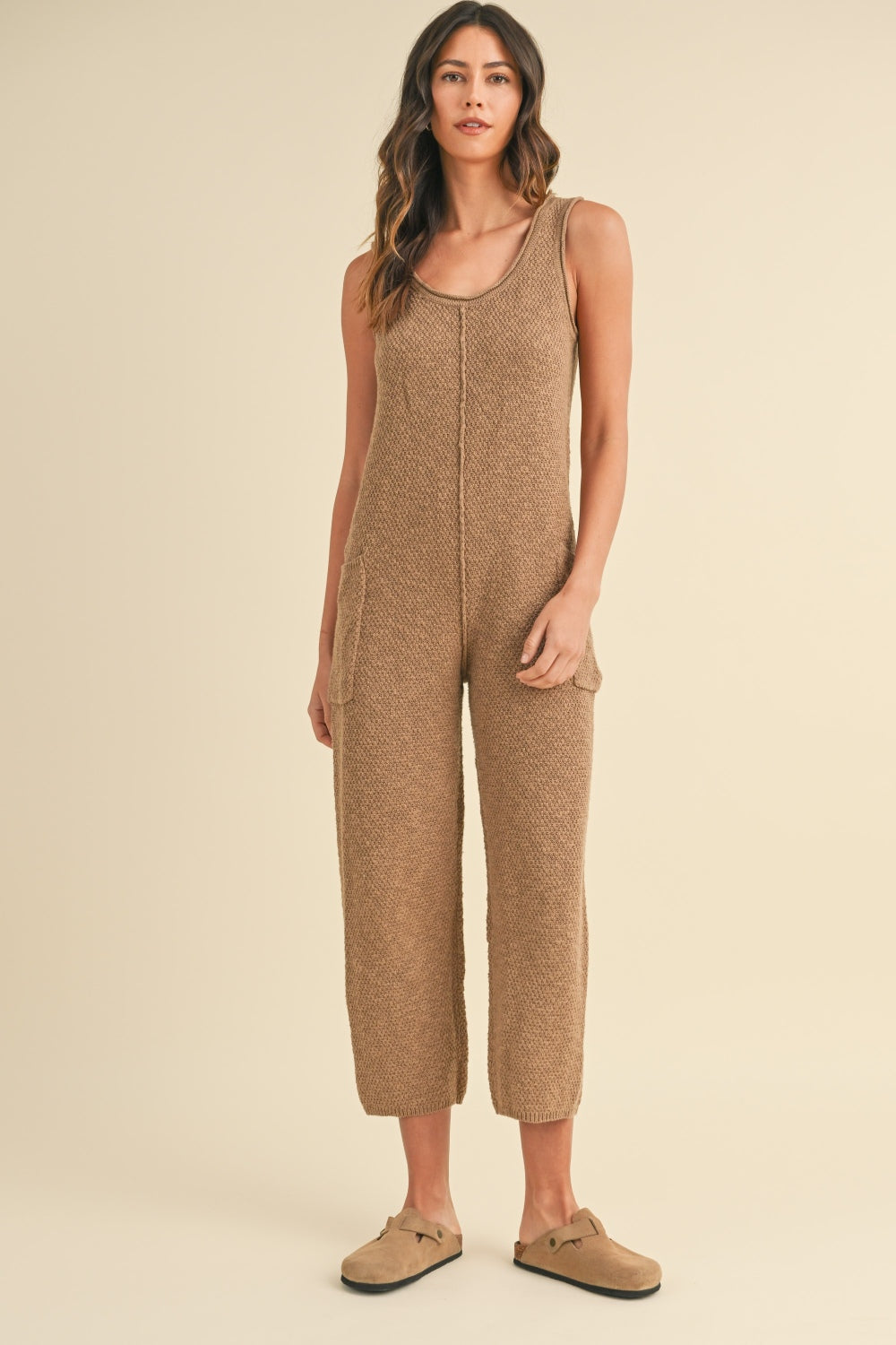 MABLE Sleeveless Knit Crop Jumpsuit with Pockets  Trendsi   