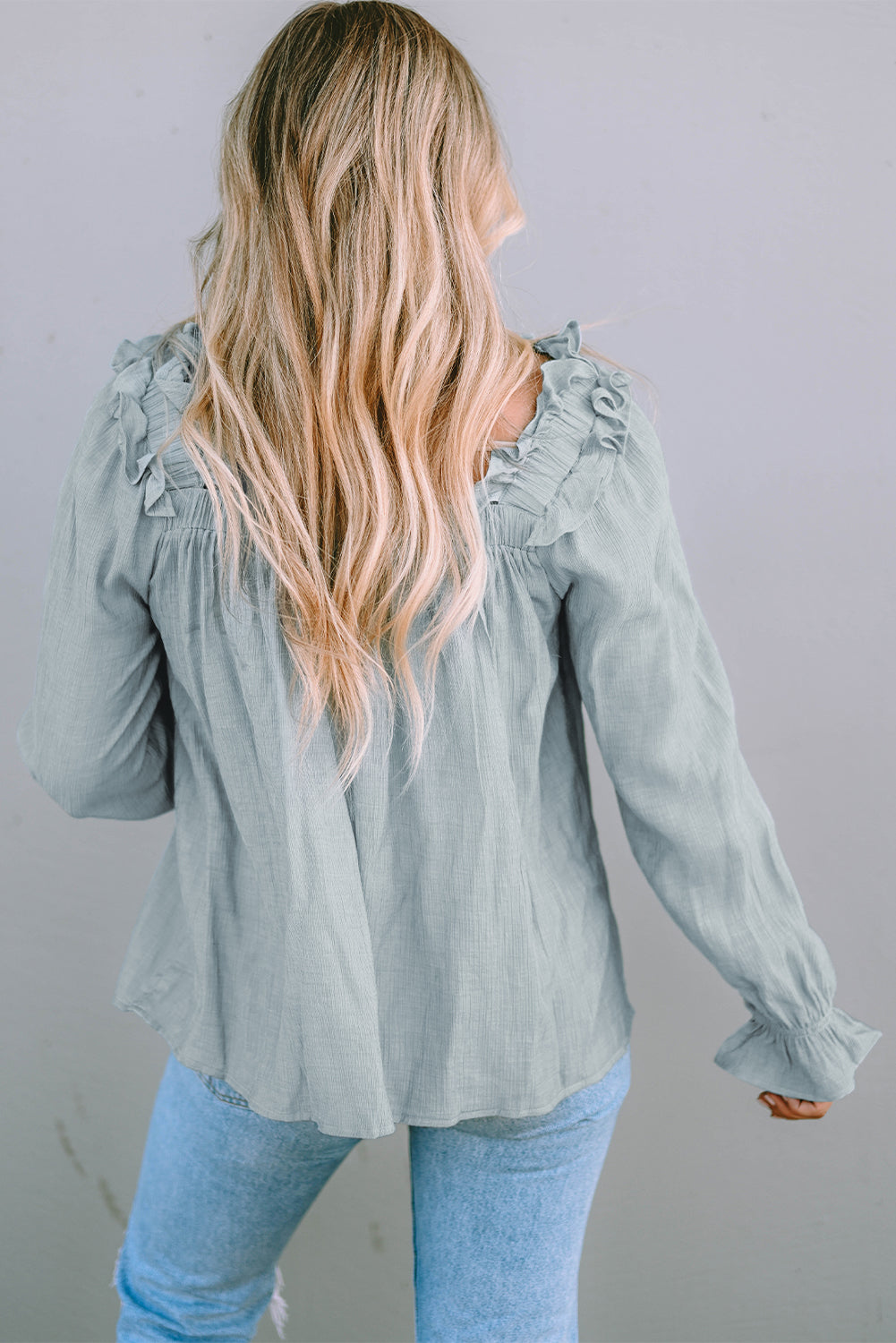 Frill Trim Flounce Sleeve Blouse Blouse Trendsi   