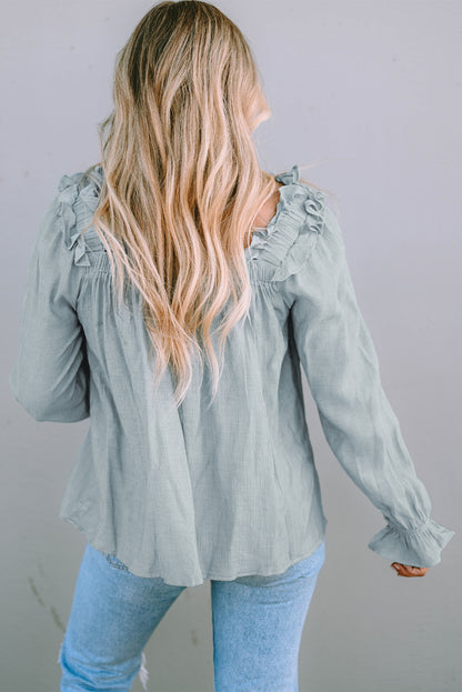 Frill Trim Flounce Sleeve Blouse Blouse Trendsi   