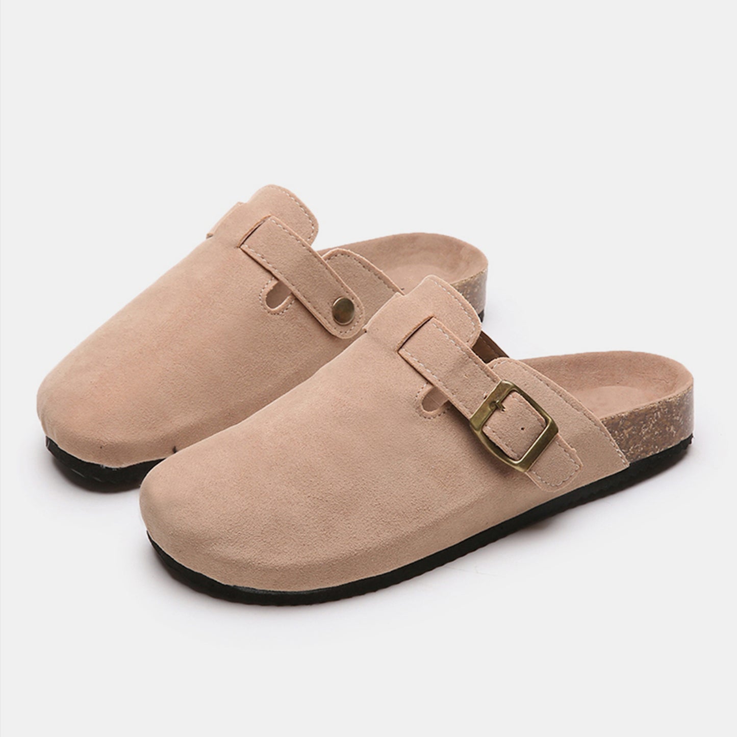 Suede Closed Toe Buckle Slide  Trendsi   