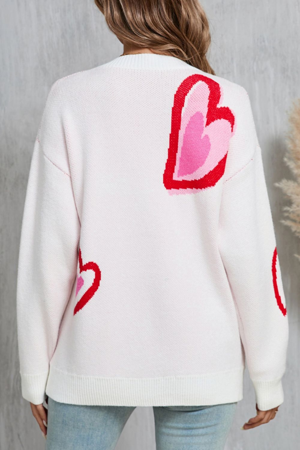 Angel Wings Heart Round Neck Long Sleeve Sweater  Trendsi   